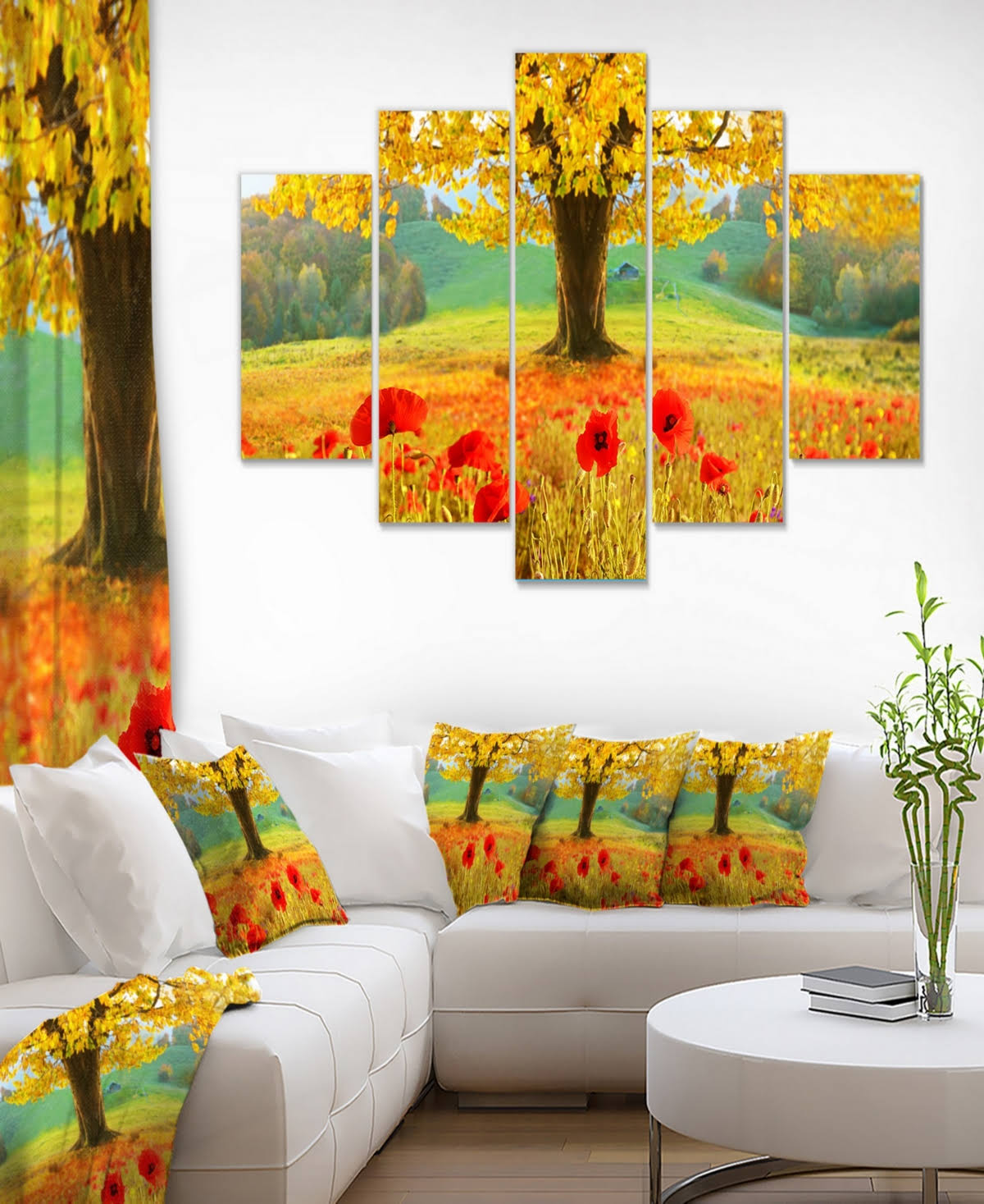 Modern Floral Canvas Art - 60x32 5 Panels X85041