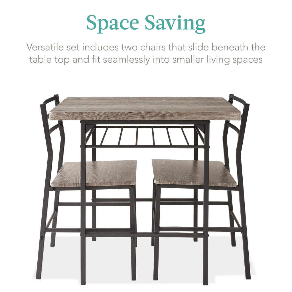3-Piece Dining Set with Steel Frame and Storage Rack M49075