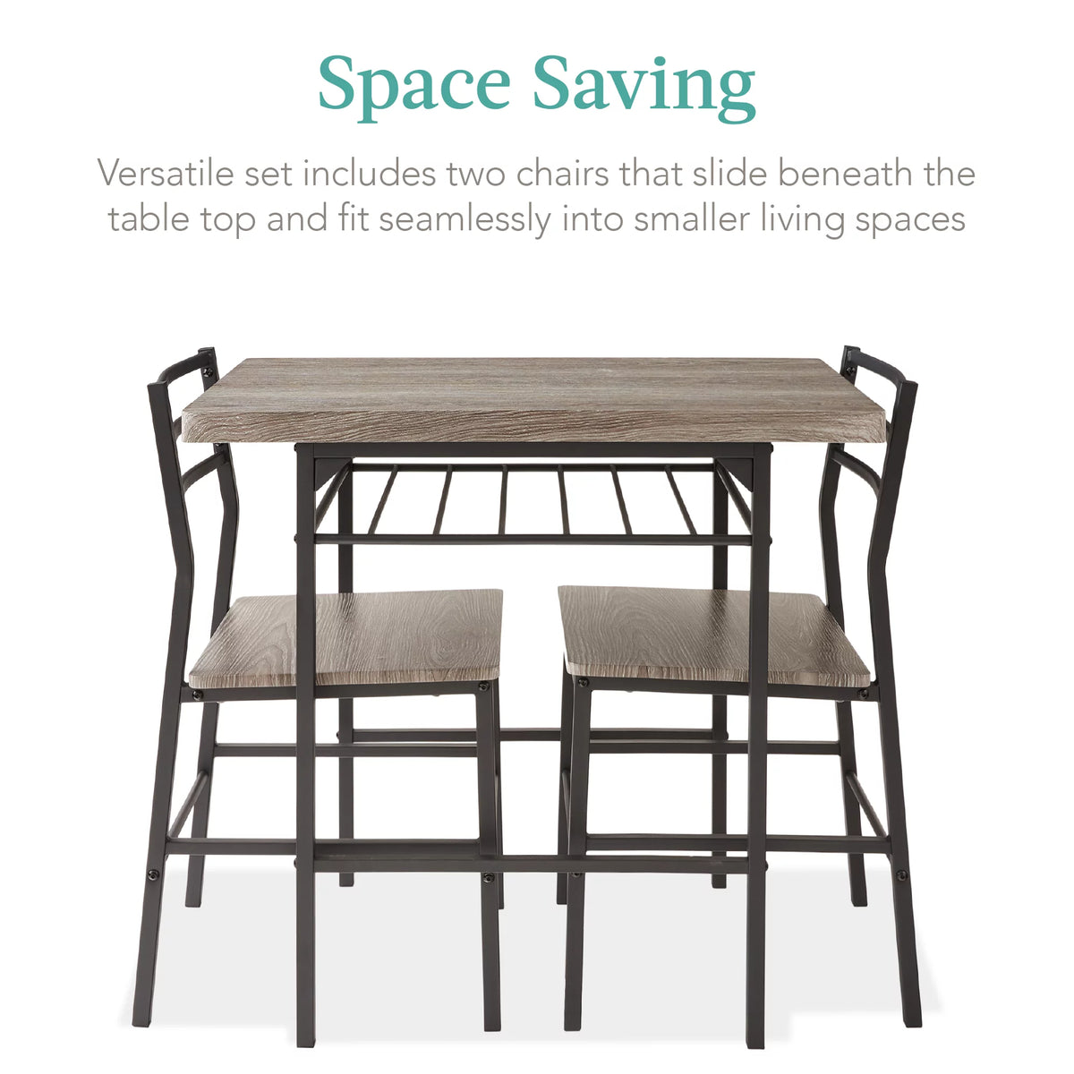 3-Piece Dining Set with Steel Frame and Storage Rack M49075