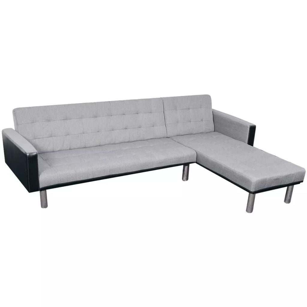 Fabric L-shaped Sofa Bed Black and Gray W529017