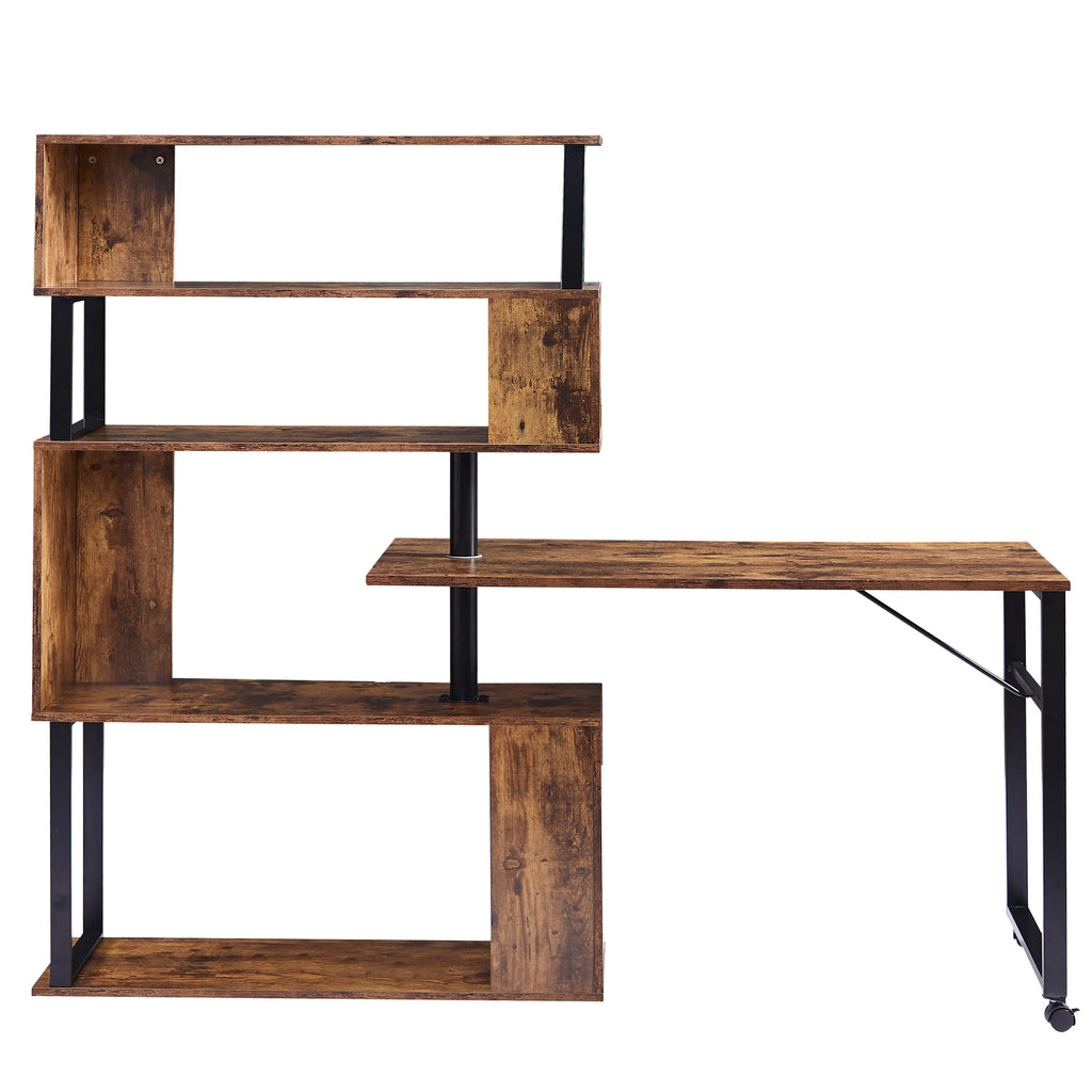 L-Shaped Corner Computer Desk with Bookshelf U92669