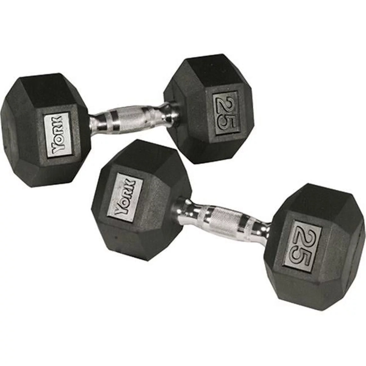 Rubber Hex Dumbbell with Chrome Ergo Handle 55 lbs H992