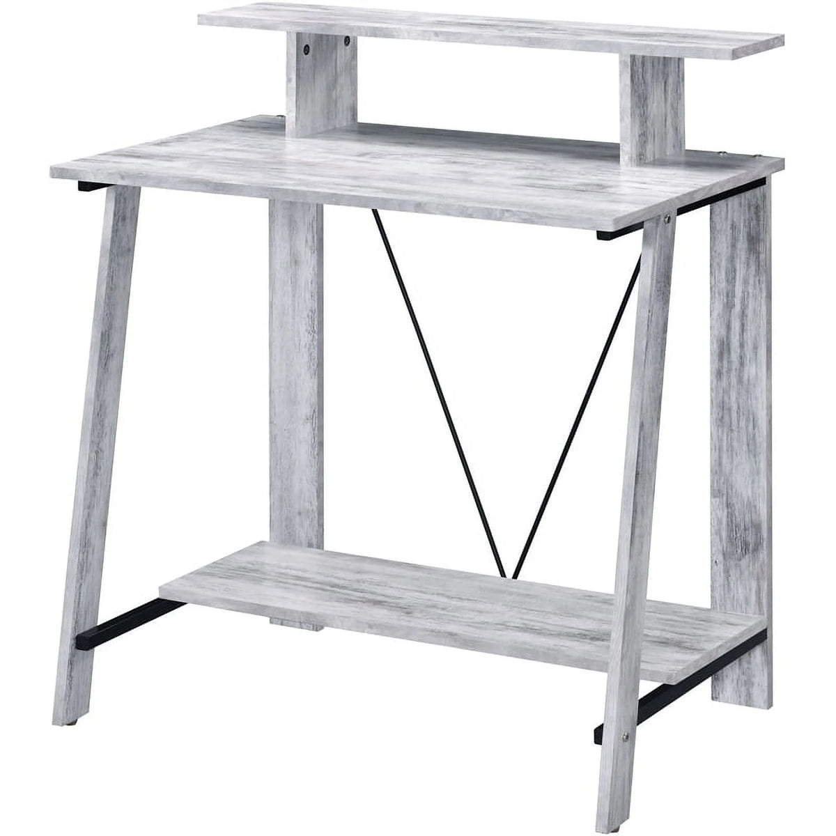 Antique White and Black Wood Writing Desk Z2315