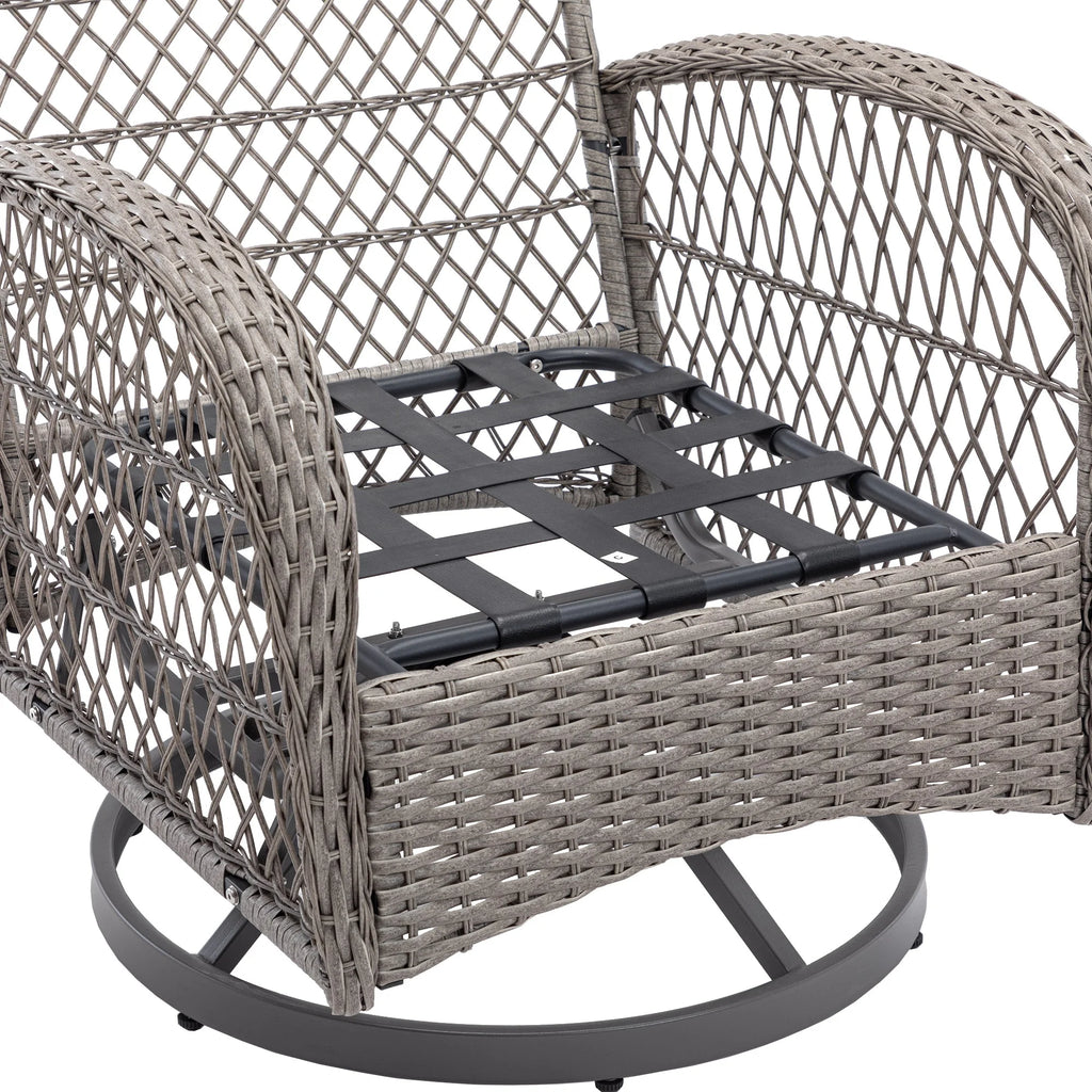 Navy Blue 3 Pc Outdoor Swivel Rocker Patio Chairs D59602