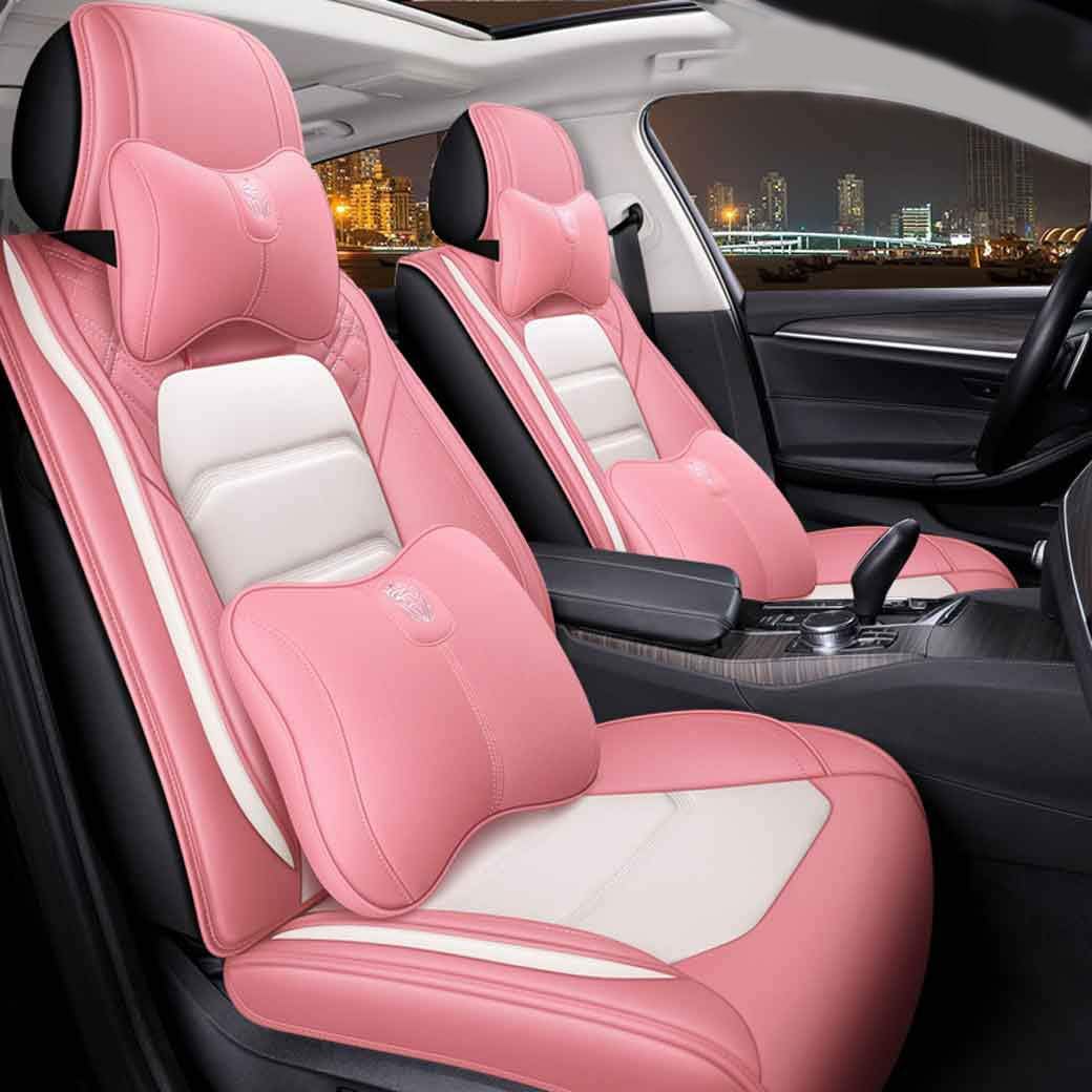 Black - Red Leather Car Seat Covers 5 Seats Full Set D6038