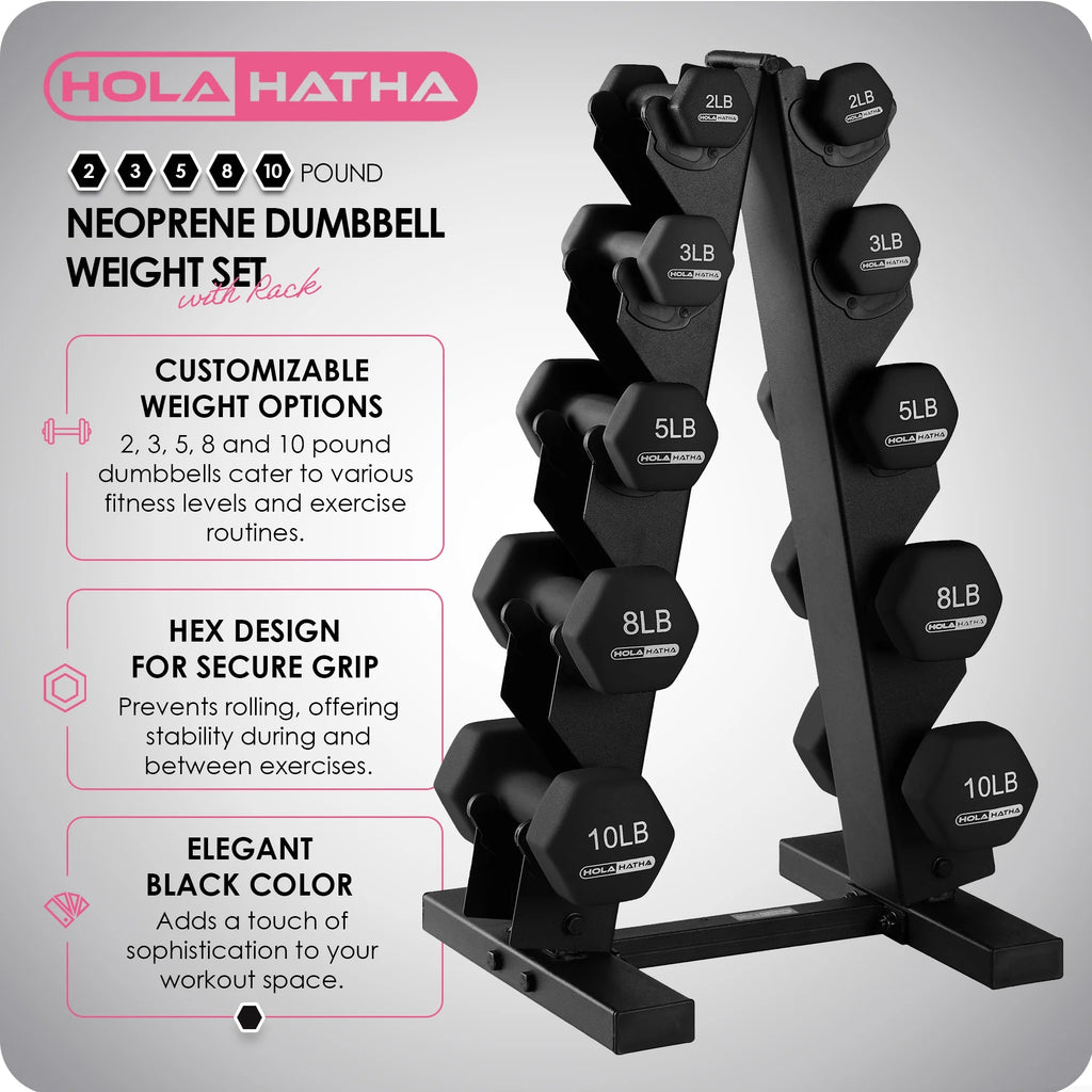 3, 5, and 8 Pound Dumbbell Hand Weight Set with Storage Rack S2991