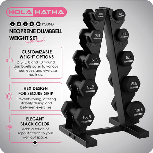 3, 5, and 8 Pound Dumbbell Hand Weight Set with Storage Rack S2991