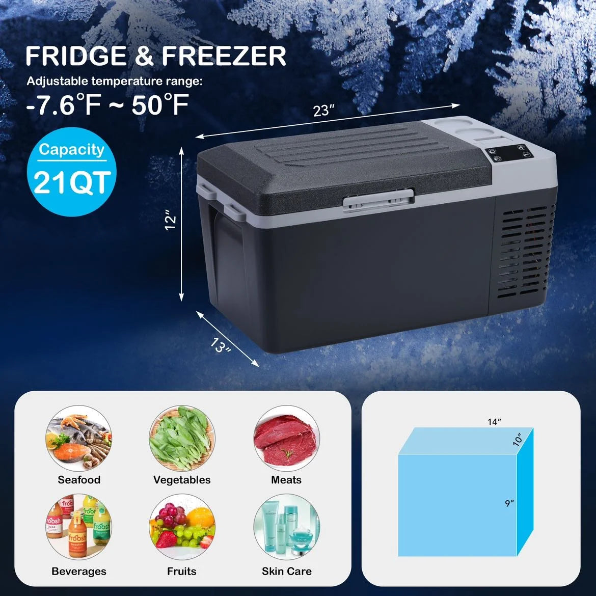12 Volt 21 Quart Car Refrigerator Electric Cooler X801