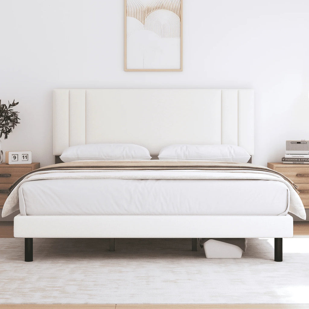 Queen Size Fabric Upholstered Platform Bed Frame L956