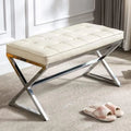 PU Leather Upholstered Entryway Bench with Metal X Legs B102
