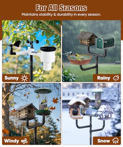 90inch Adjustable Bird House Pole with 3 Holders O547