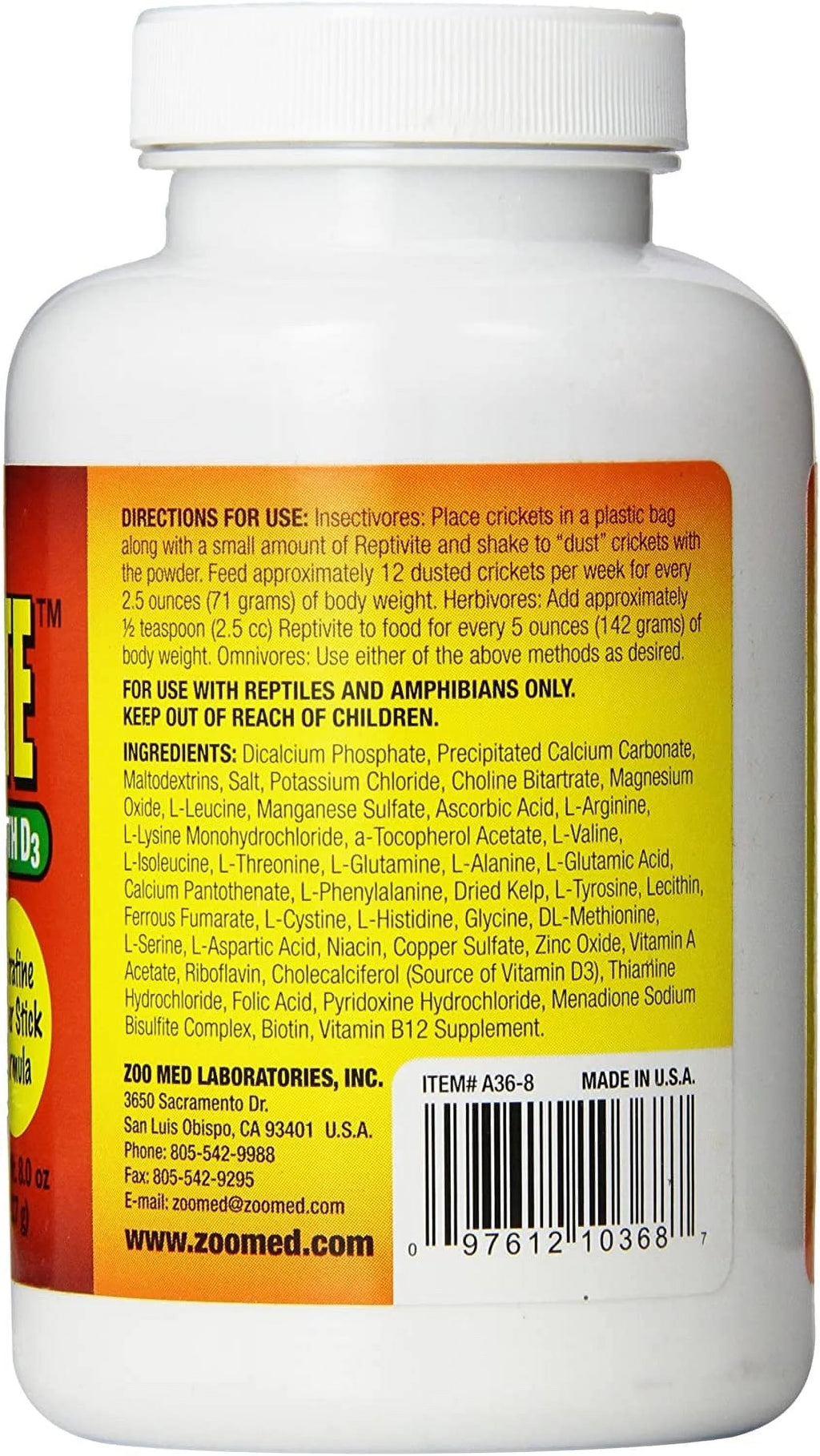 Reptile Vitamins with D3 48 oz W559