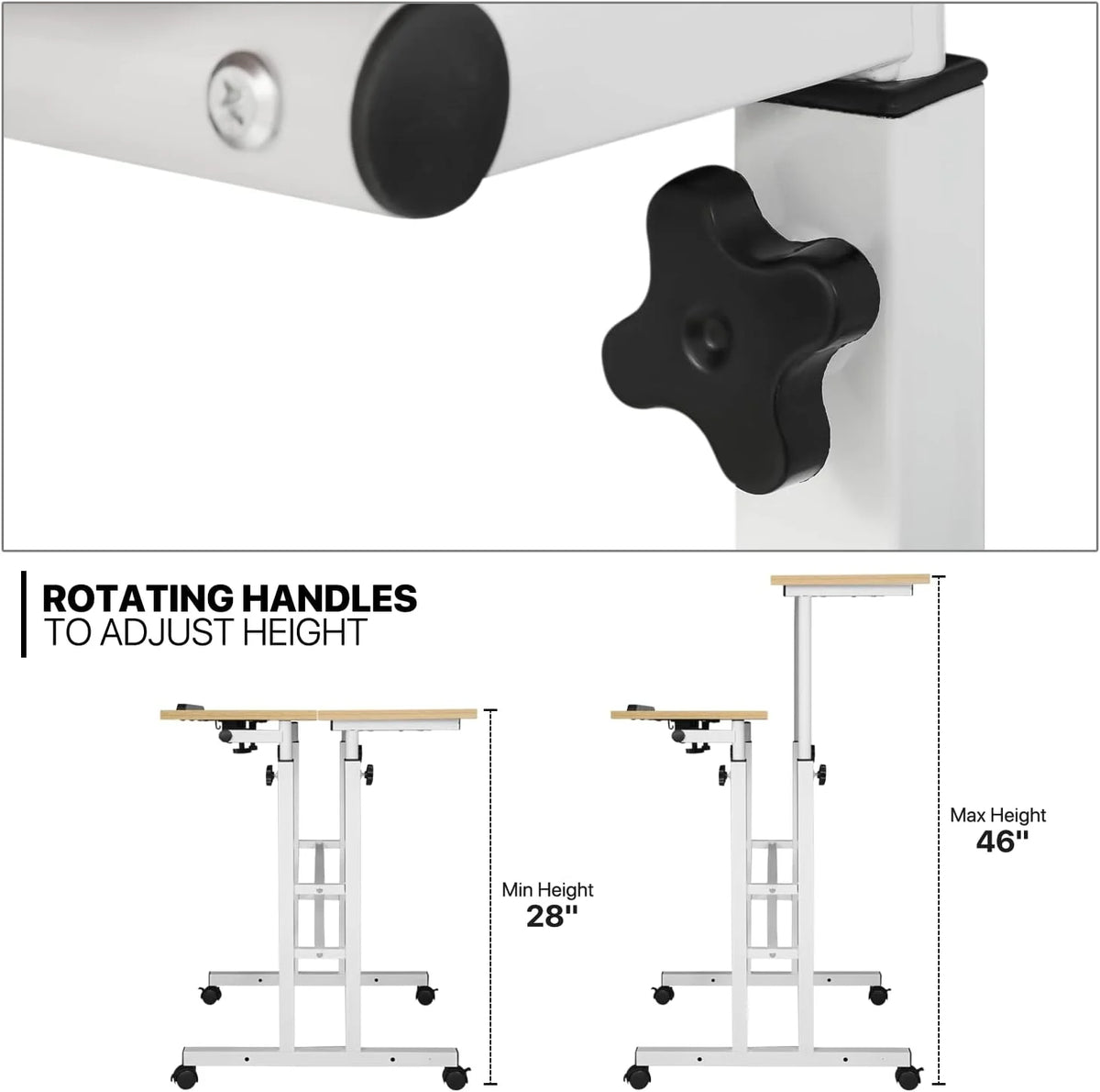 Adjustable Mobile Standing Desk with 2 Platforms Q9743