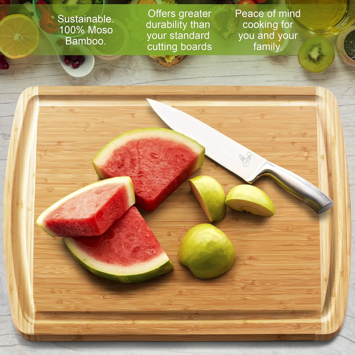 24 x 18 Inch XXL Bamboo Cutting Board with Handles, Juice Groove Pack of 2 X33931