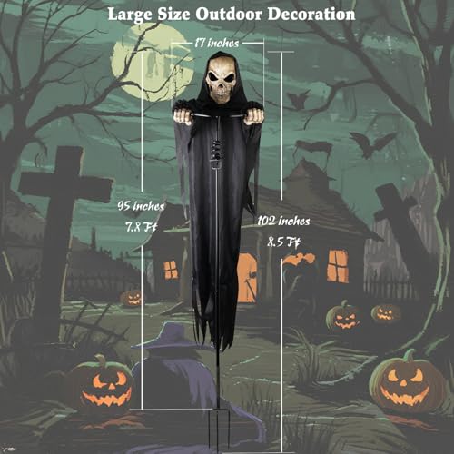 7.8Ft Flying Rotated Skull Reaper Ghost Scarecrow Decorations W14937