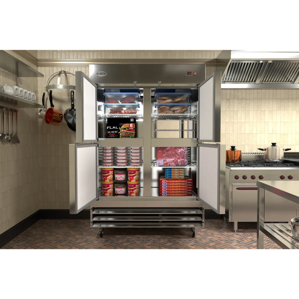 54 in. Commercial Stainless Steel Solid Half Door Reach-In Freezer, 47 cu. ft. M976