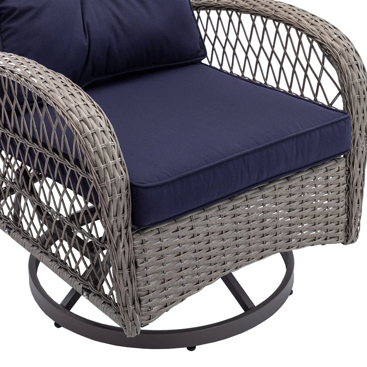 Navy Blue 3 Pc Outdoor Swivel Rocker Patio Chairs D59602