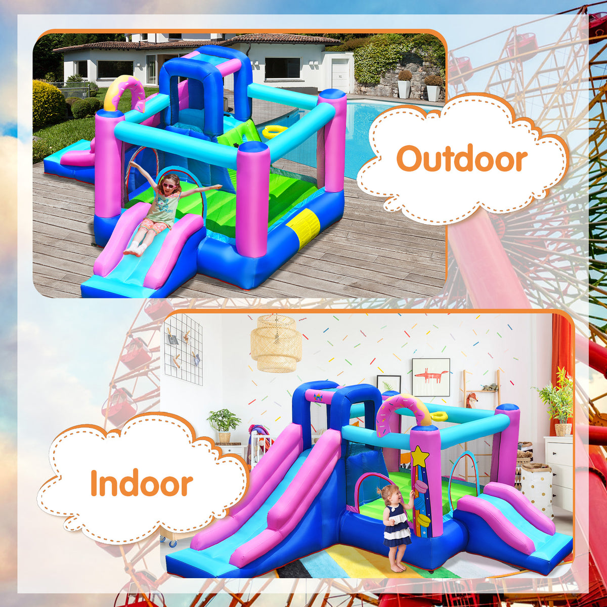 Inflatable Bounce Castle Dual Slides Jumping Bouncer F341790