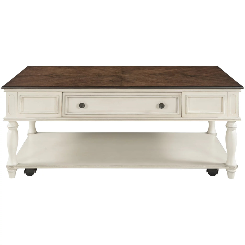 Two-tone Retro Coffee Table with Caster Wheels M3412