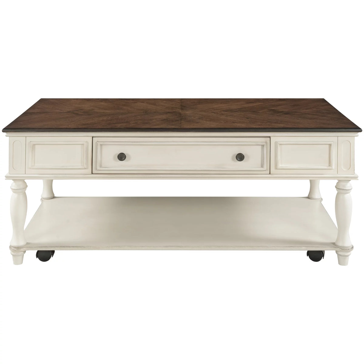 Two-tone Retro Coffee Table with Caster Wheels M3412