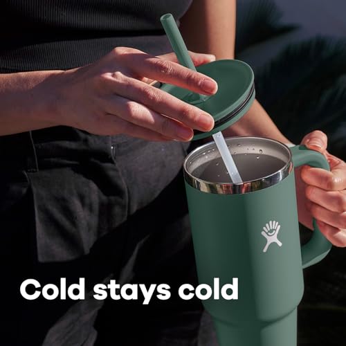 40 Oz Insulated Stainless Steel Travel Tumbler with Handle Lid and Straw L675906