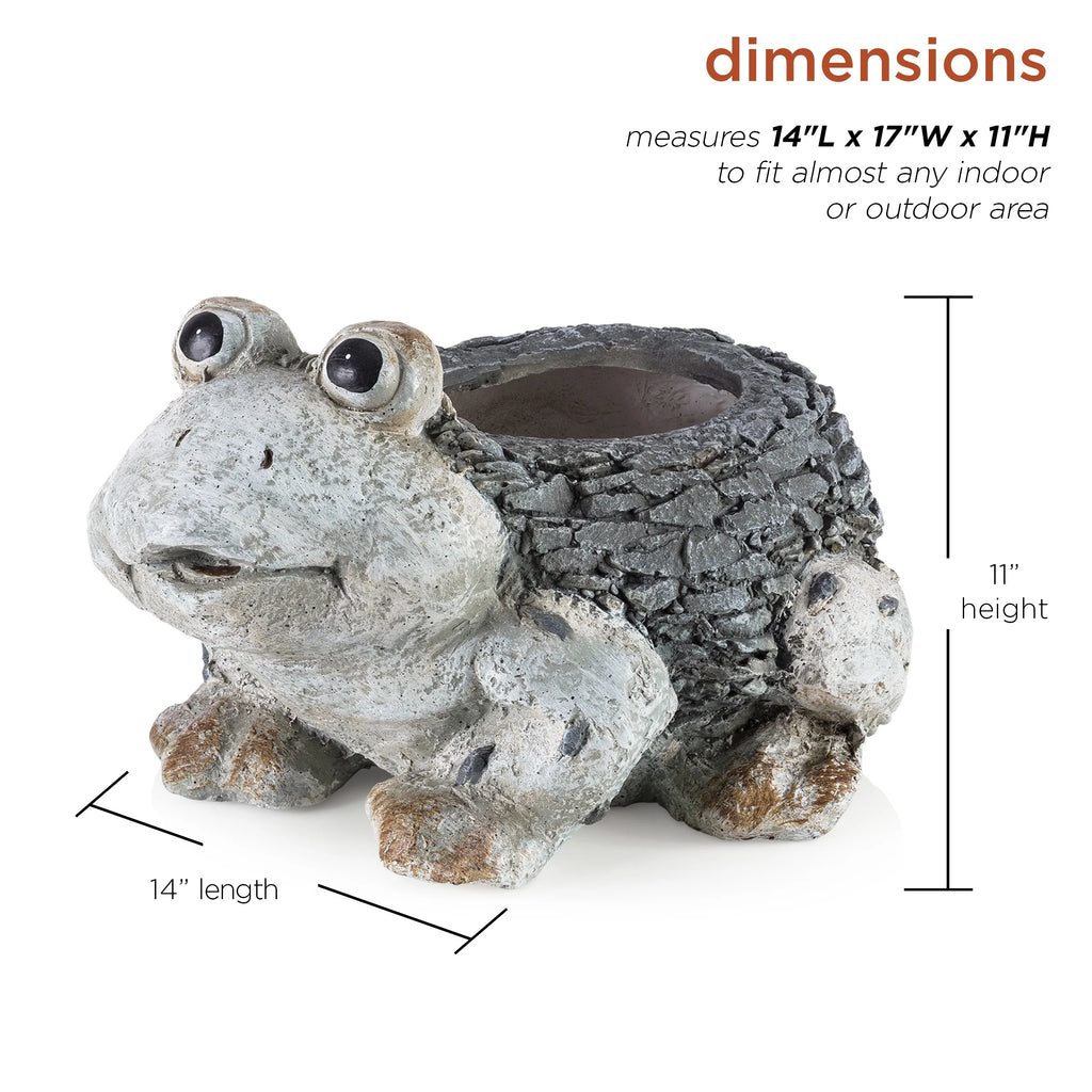 Ceramic Frog Planter, Gray N637