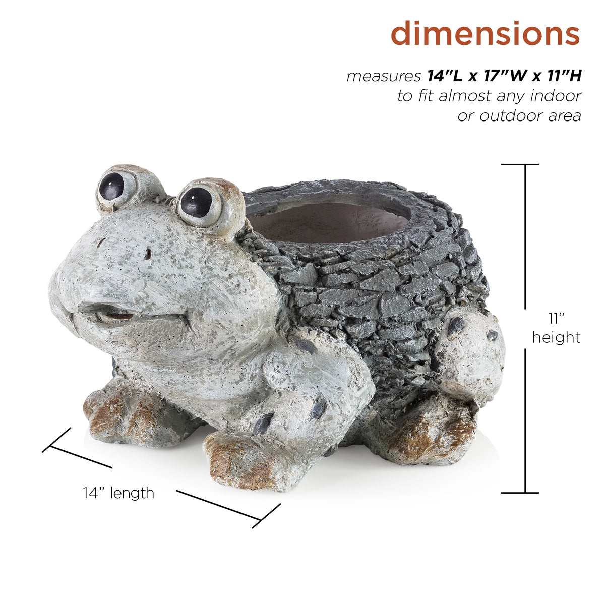 Ceramic Frog Planter, Gray N637