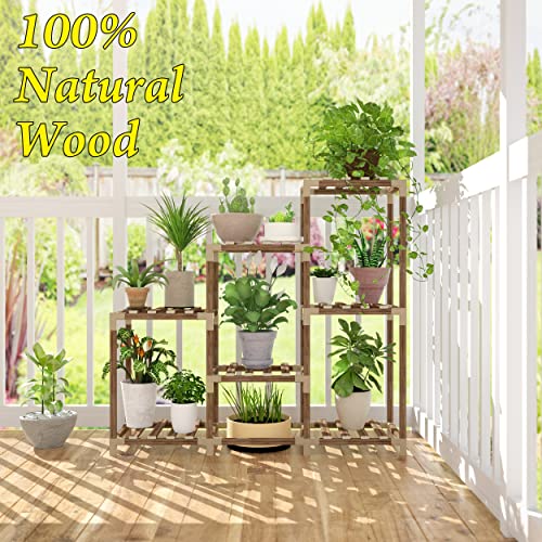 Hexagonal Wooden Plant Stand J7697