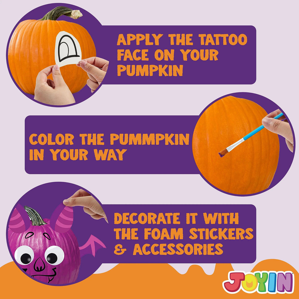 40 pcs Halloween 3D Pumpkin Decorating DIY Craft Kits for Kids H3921