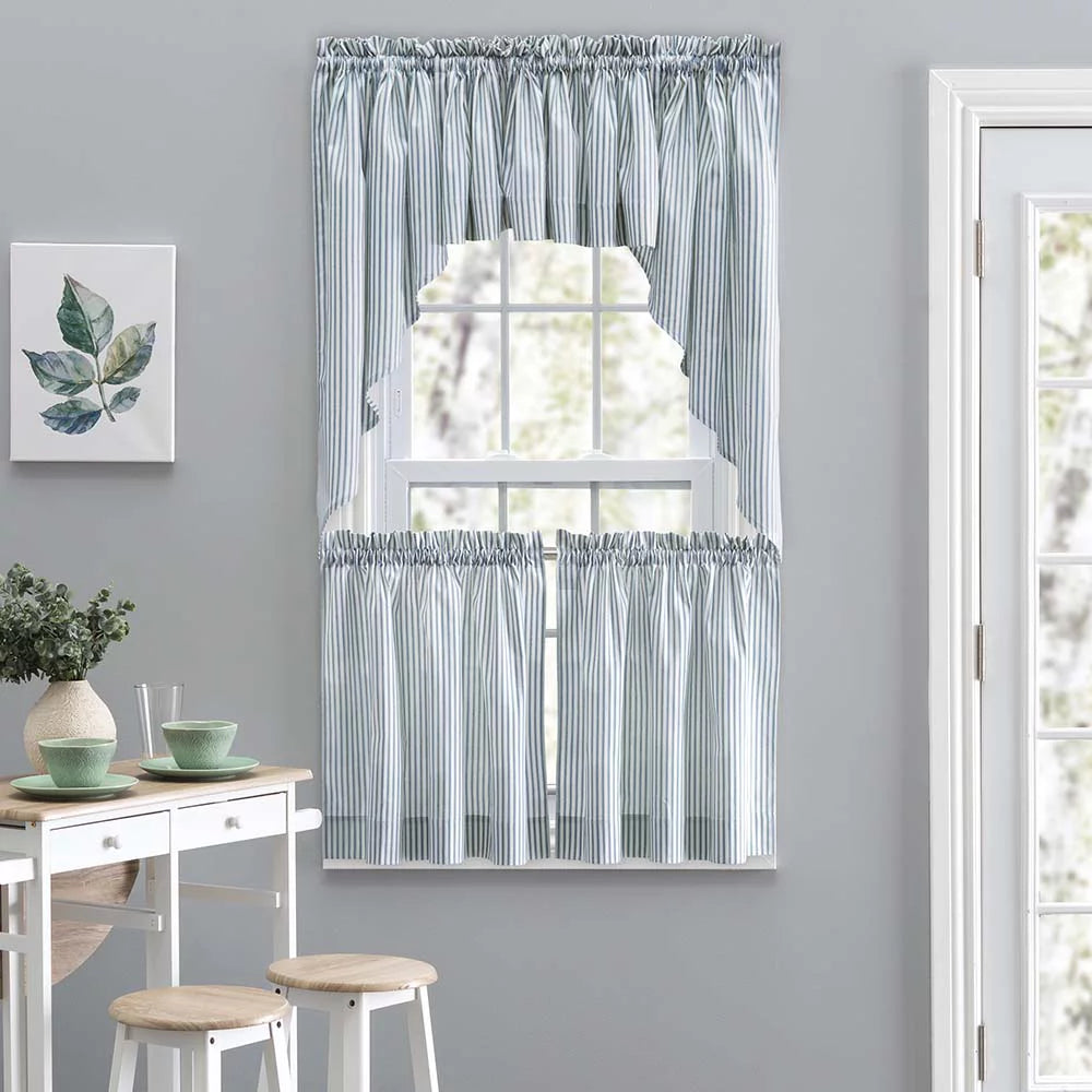 Ticking Stripe Rod Pocket Valance 58" x 15" Blue Y242399