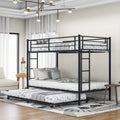 Black Metal Twin over Twin Bunk Bed with Trundle O2756