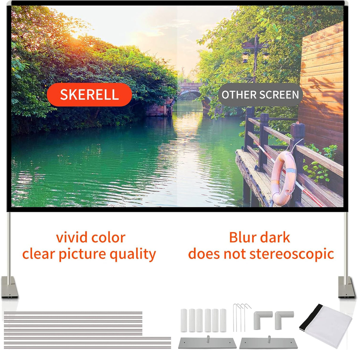 120 inch Portable Projection Screen with Stand and Carry Bag W932086