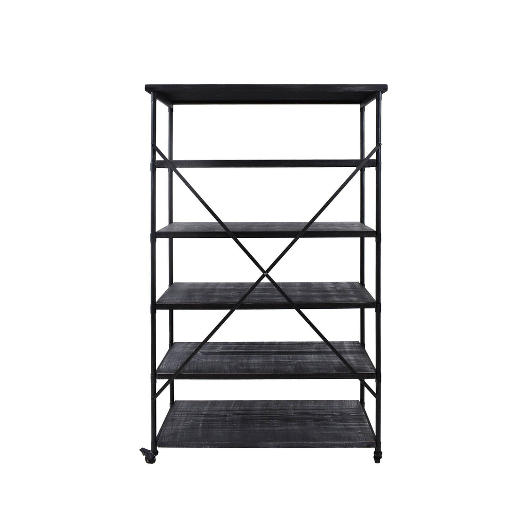 Industrial 5-Shelf Bookcase, Black Finish B7372