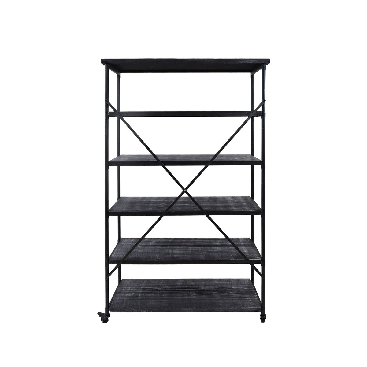 Industrial 5-Shelf Bookcase, Black Finish B7372