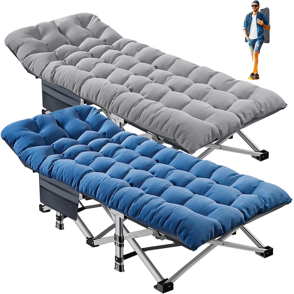 2 Pack Folding Camping Cot with Mattress and Carry Bag B44674