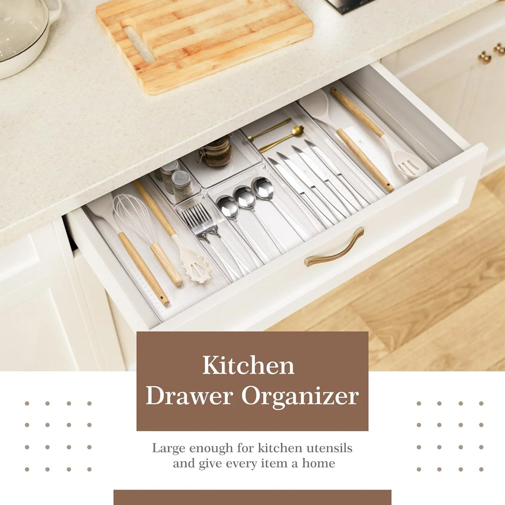 14 PCS Clear Plastic Drawer Organizer Set W229176