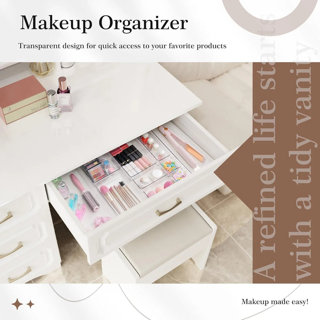 14 PCS Clear Plastic Drawer Organizer Set W229176