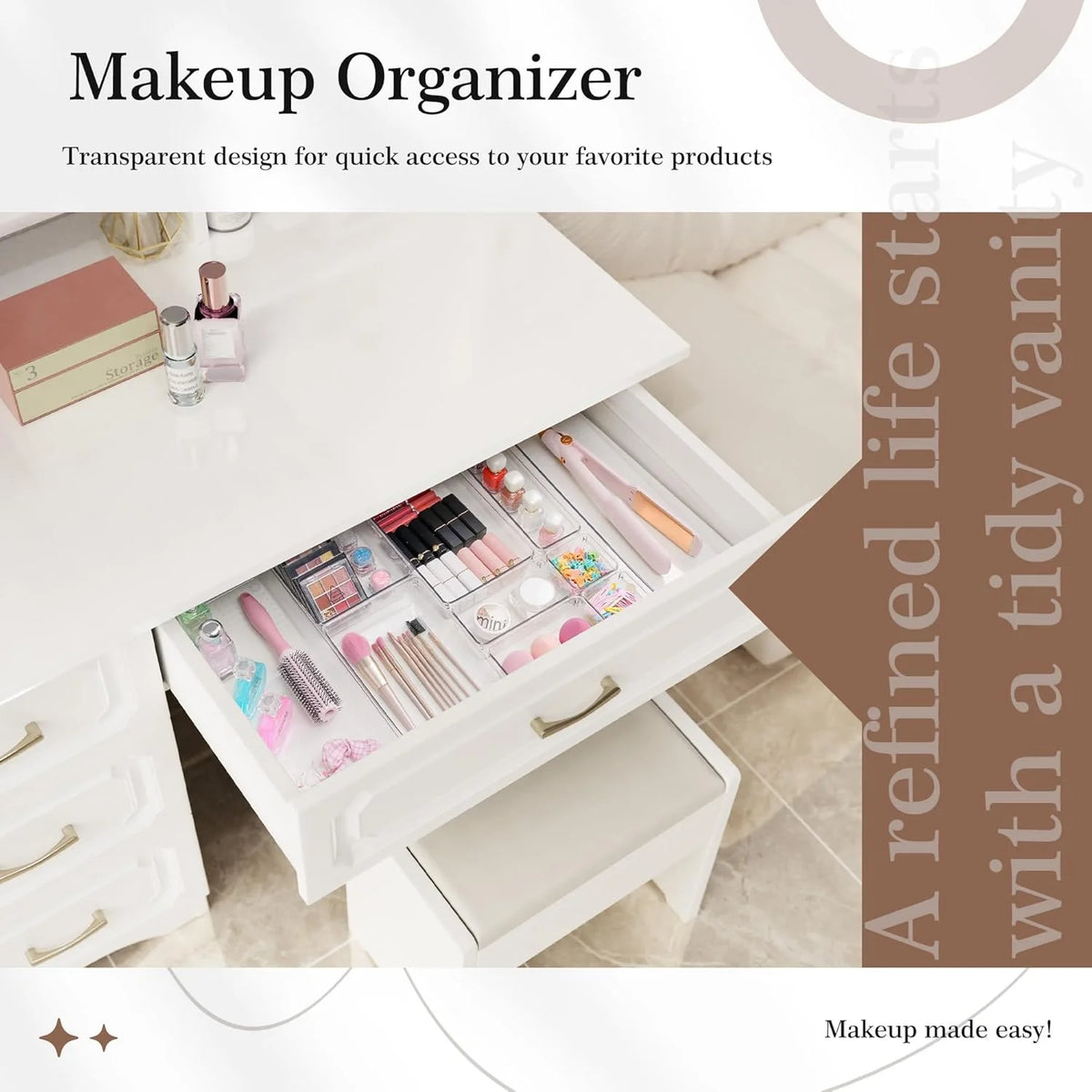 14 PCS Clear Plastic Drawer Organizer Set W229176
