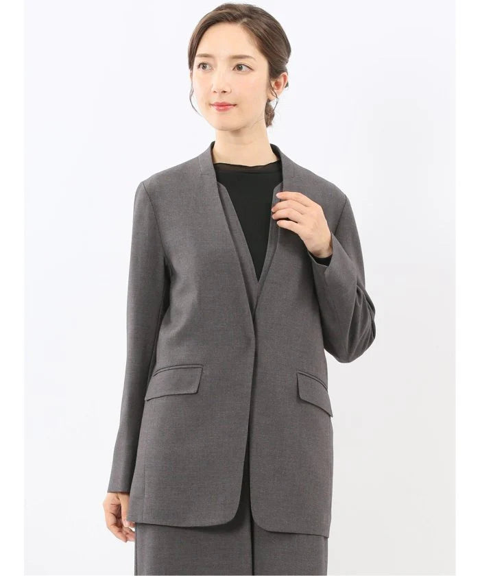 Stretch Washable Woolish No Collar Jacket L8867