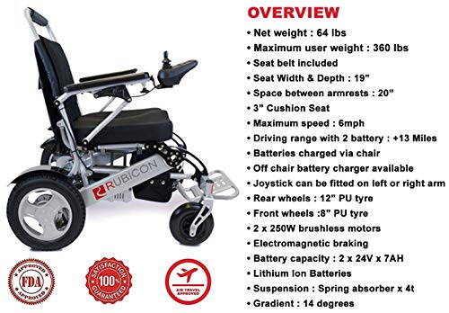 Electric Wheelchair, All Terrain, Powerful Brushless 600W Motors, Heavy Duty, Foldable Q39571
