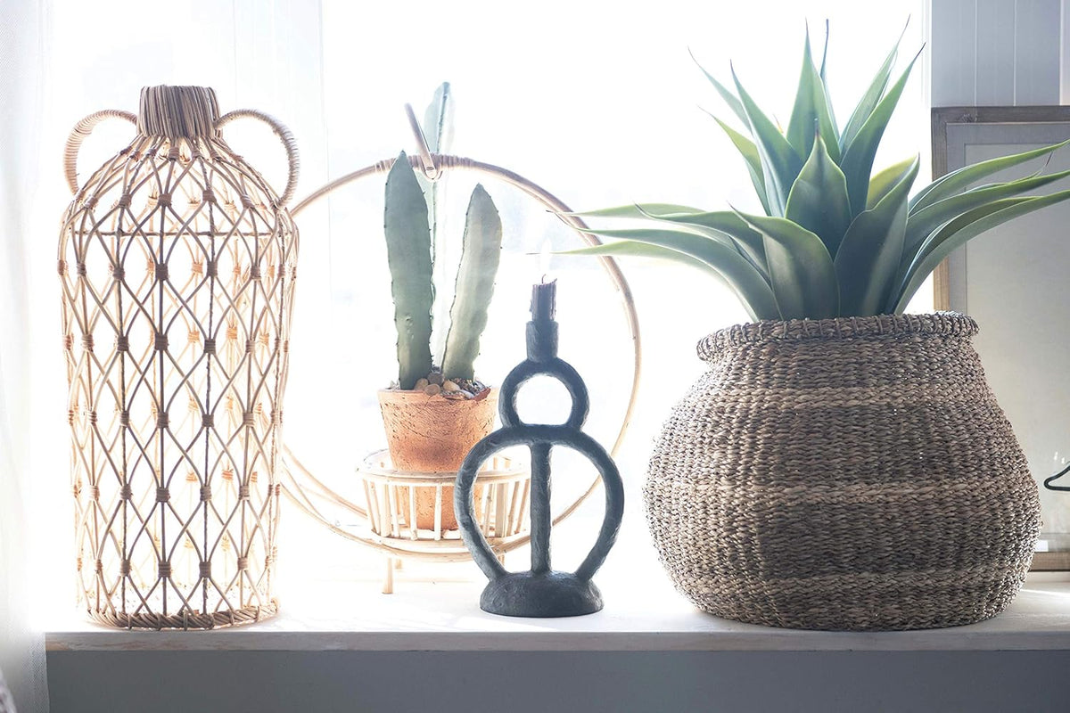 Black Resin Candleholder F137226