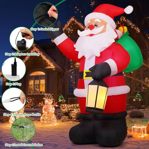 8 FT Inflatable Waving Santa Claus with Built-in LEDs K742336