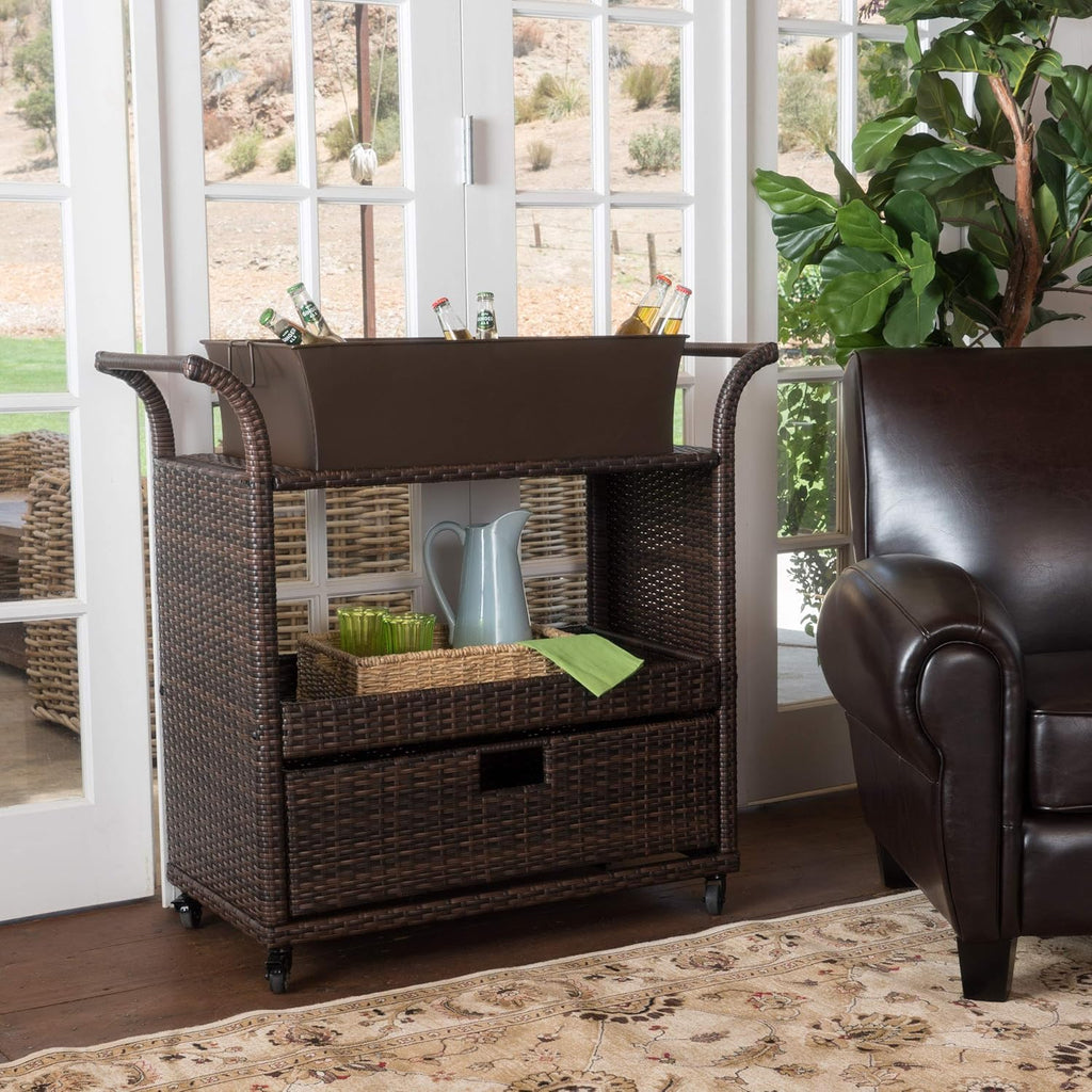 Indoor Wicker Bar Cart B547985