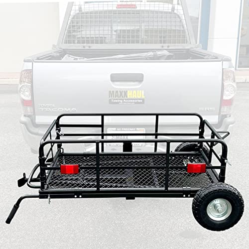 Foldable Cargo Carrier Cart With Quick Detachable Basket Rack With 10 inch Flat Free Tires F70096
