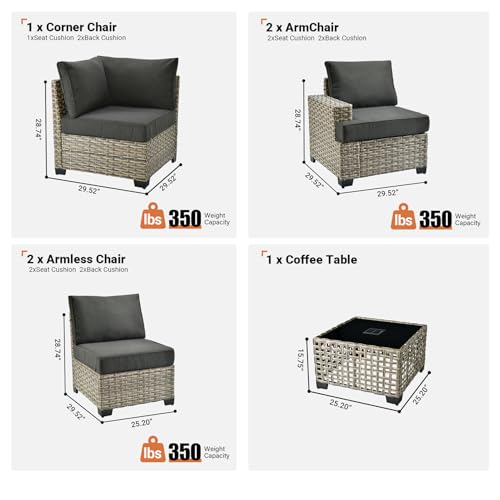 Navy Blue 7 Piece Rattan Wicker Patio Sectional Sofa Set R2625