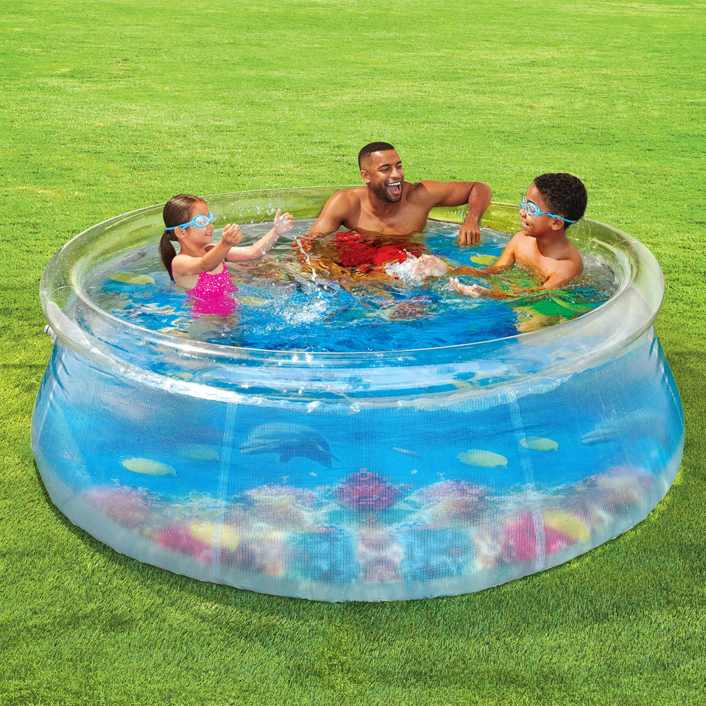 8-Foot Round 3D Transparent Quick Set Above Ground Pool S400515