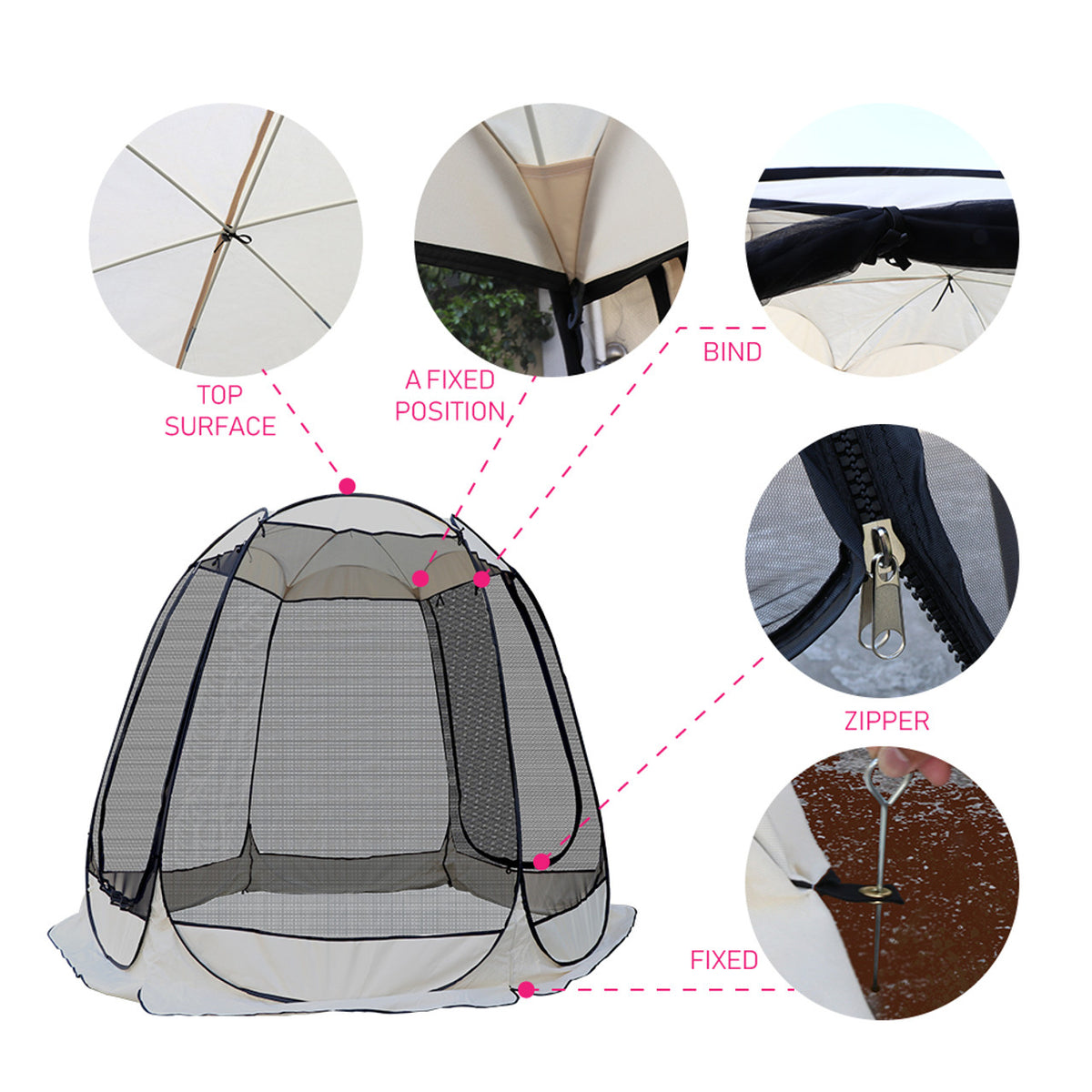 Pop Up Gazebo Tent With Screen Mesh D204365