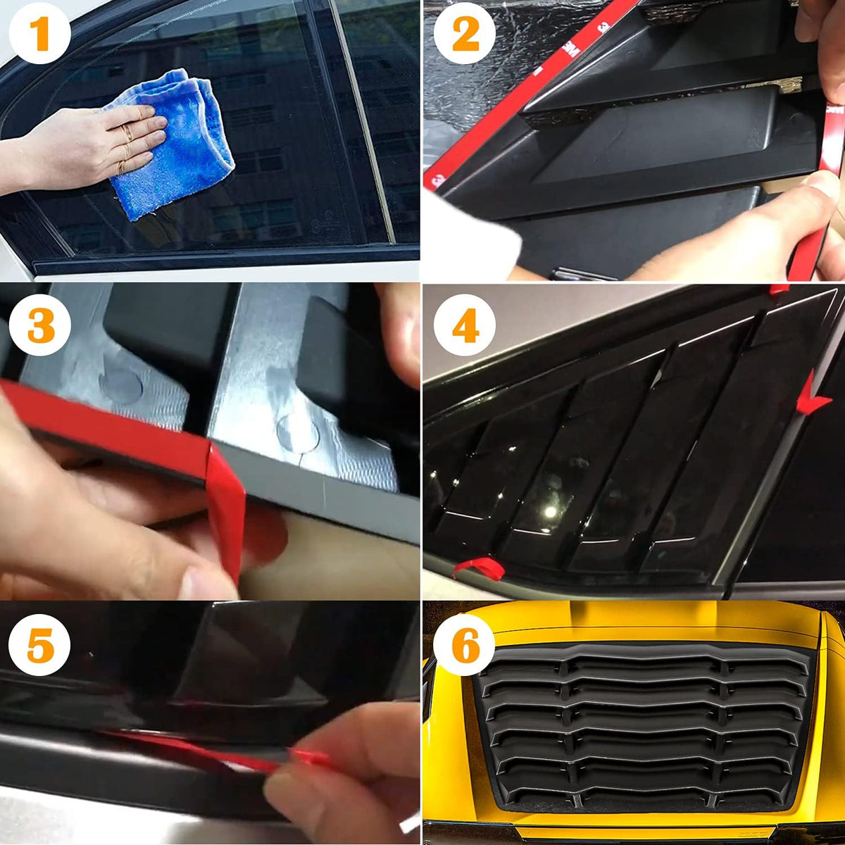 Rear Window Louver Sunshade Cover ABS Matte Black L495