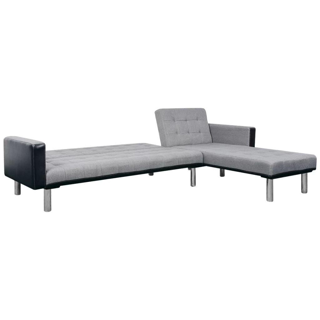 Fabric L-shaped Sofa Bed Black and Gray W529017