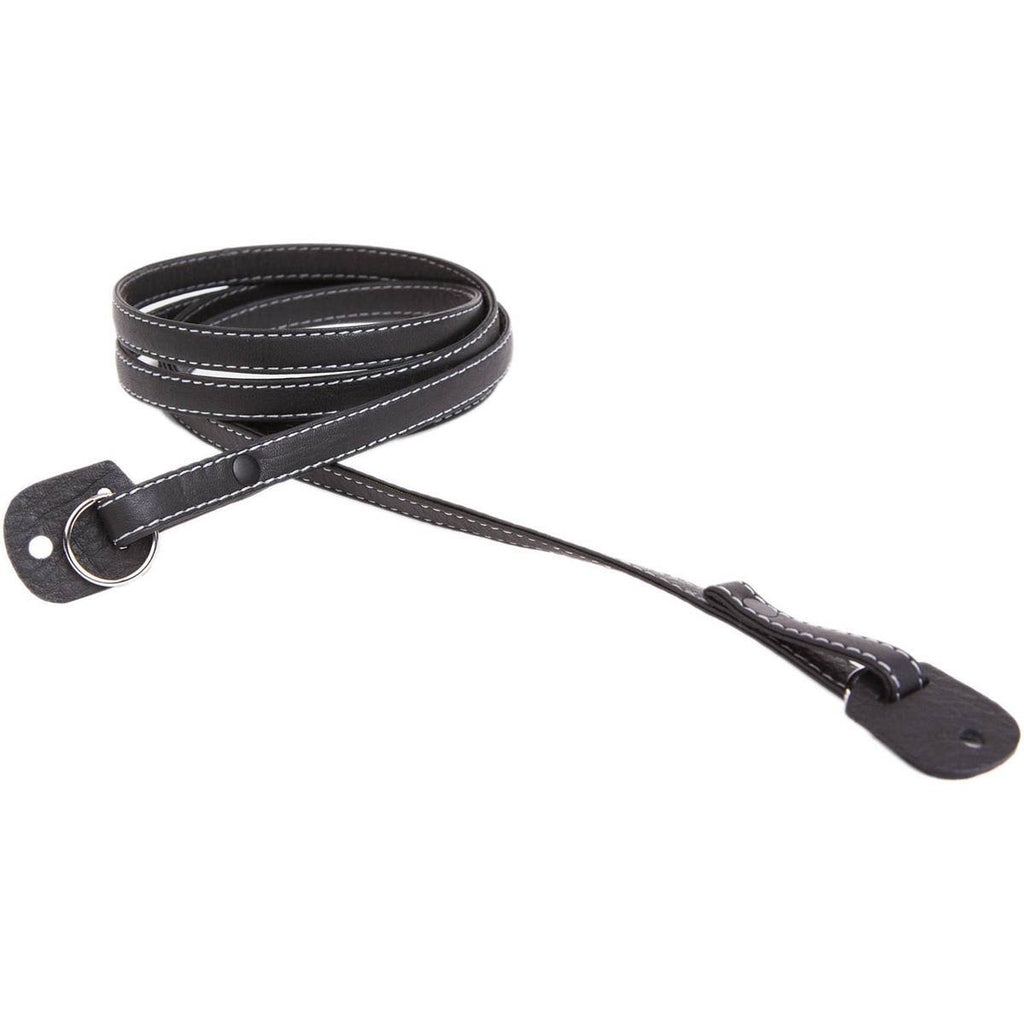 Gray Stitching Black Leather Camera Strap C858